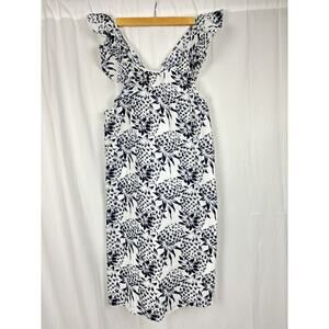 JCrew Crewcuts Girls' Dress Navy Blue Floral Tropical Print Sleeveless Size 14